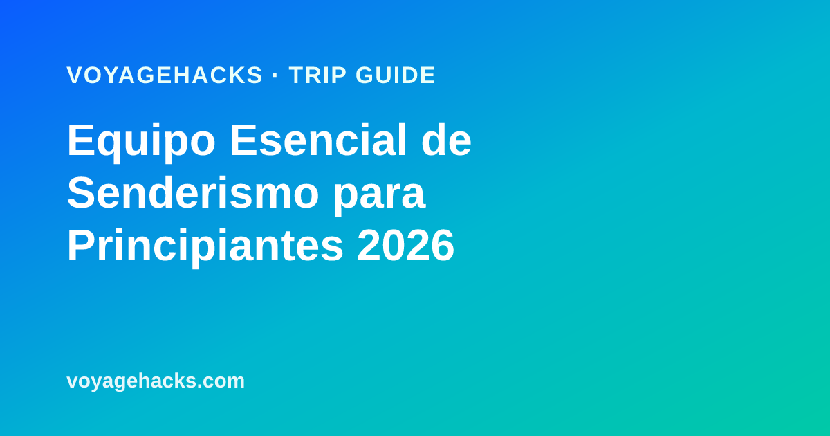 Equipo esencial para una excursión de un día sobre un sendero: mochila de hidratación, bastones de trekking, frontal, botiquín, chubasquero y calcetines de merino
