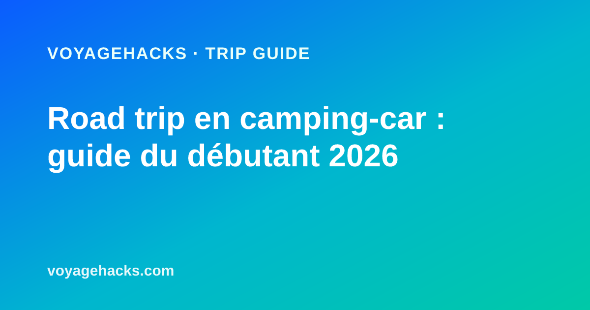 Camping-car garé sur un emplacement de camping en bord de mer avec des cales de mise à niveau sous une roue, un câble de branchement électrique et un tapis d'extérieur devant la porte coulissante