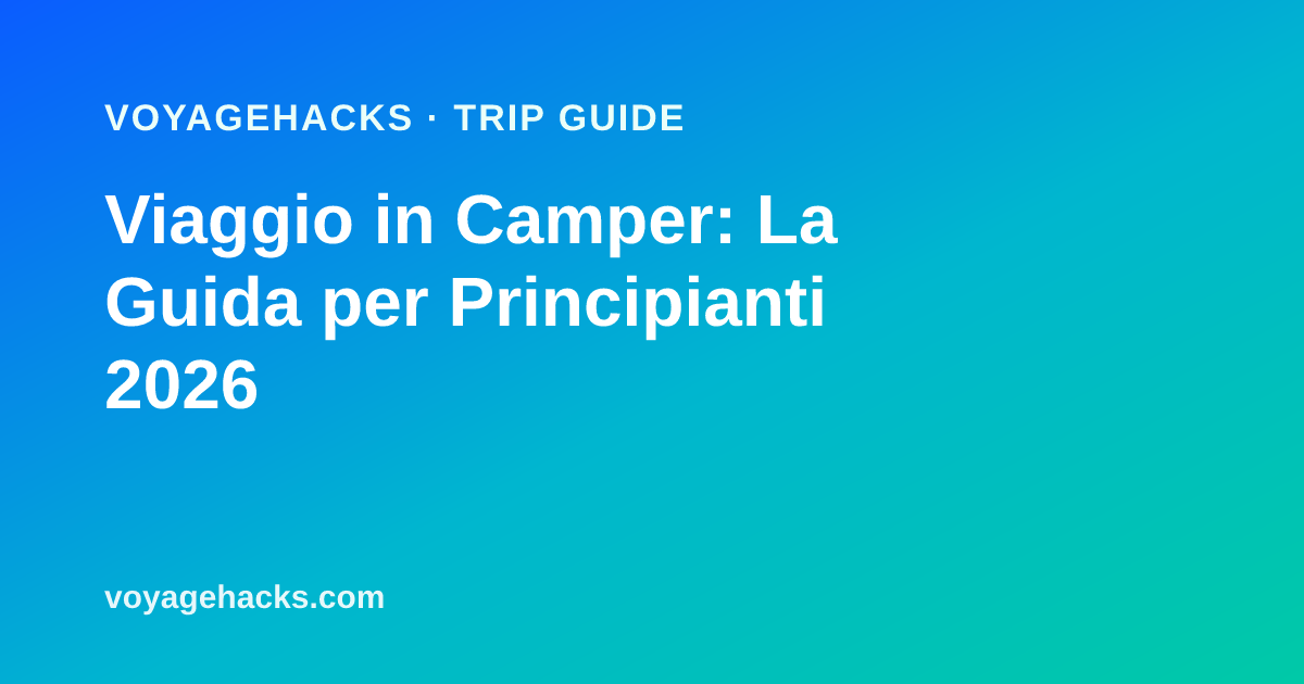 Camper parcheggiato in un campeggio sulla costa con livelle sotto una ruota, un cavo di allaccio elettrico collegato e uno stuoino da esterno vicino alla porta scorrevole