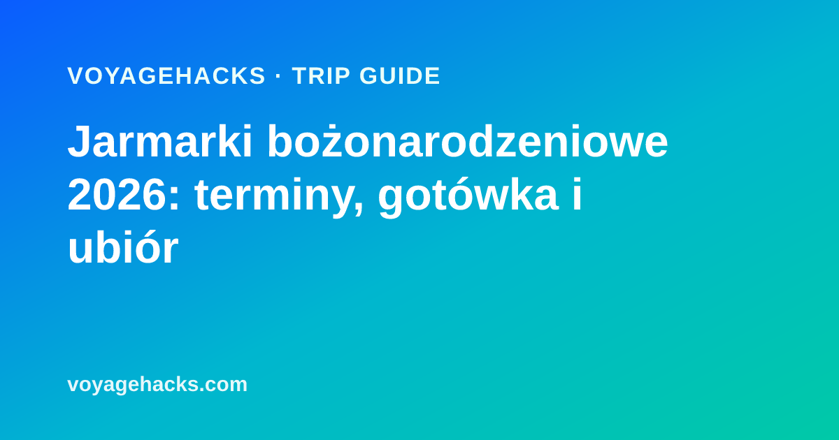 Zestaw na jarmark bożonarodzeniowy: ocieplane buty, bielizna termoaktywna, rękawiczki dotykowe i termiczny kubek na tle świątecznych drewnianych straganów